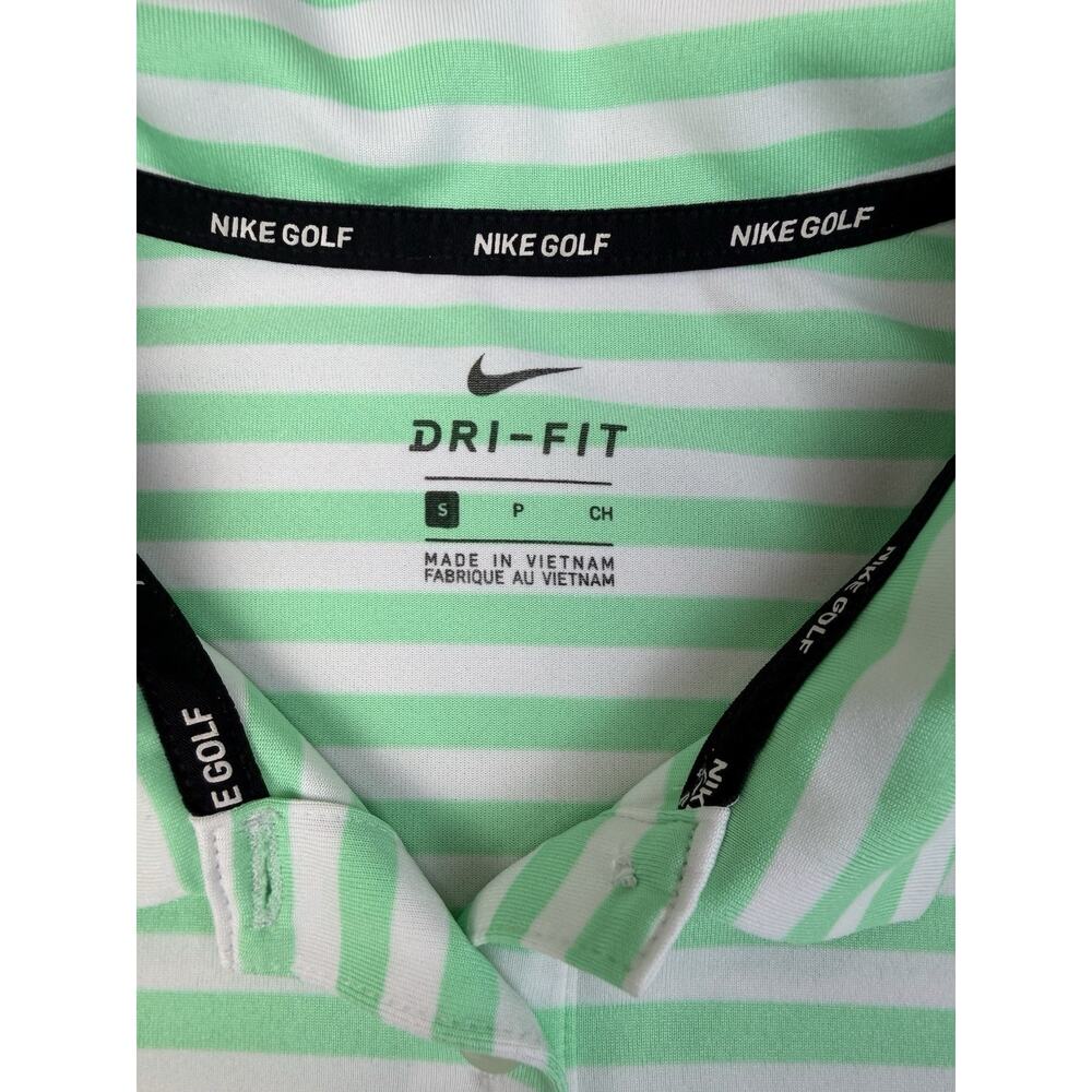 Nike Golf Women’s Small Green White Striped Dri-FIT Performance Polo Shirt - Picture 4 of 8
